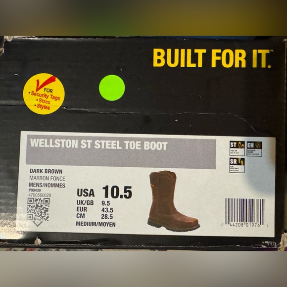 CAT Men's 10.5 Wellston Pull On Work Boot Steel Toe Caterpillar #PH90439 OSHA - Picture 3 of 4